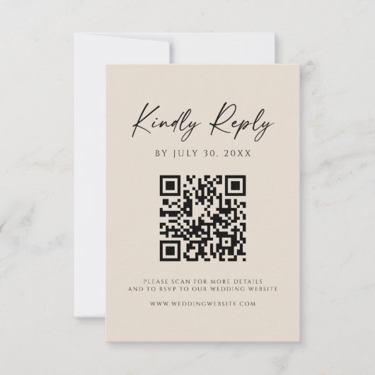 Modern QR Code | Champagne Website RSVP Card Save The Date (Voorkant)
