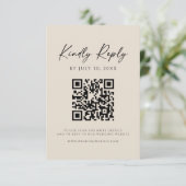 Modern QR Code | Champagne Website RSVP Card Save The Date (Staand voorkant)