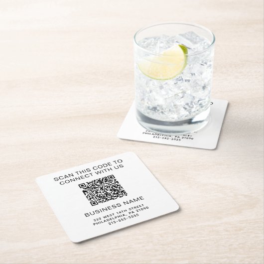 Modern QR Code Company Promotion Kartonnen Onderzetters (Insitu)