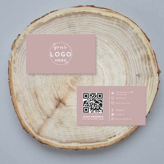 Modern QR Code Custom Logo Social Media Dusty Roos Visitekaartje