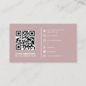 Modern QR Code Custom Logo Social Media Dusty Roos Visitekaartje (Voorkant)