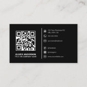 Modern QR Code Custom Logo Social Media Zwart Visitekaartje (Voorkant)