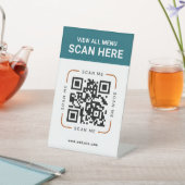 Modern QR Code | Digital Menu Tabletop Sign Reclamebord Met Voetstuk (Insitu)