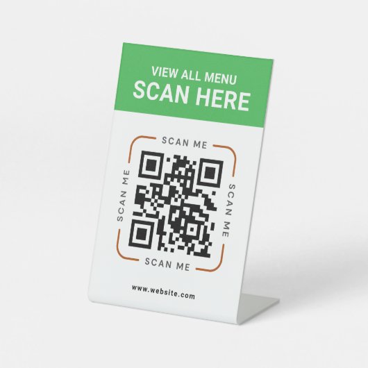 Modern QR Code  | Digital Menu Tabletop Sign Reclamebord Met Voetstuk (Voorkant)