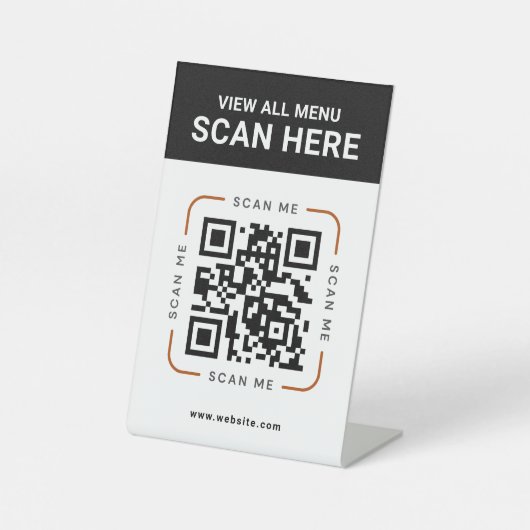 Modern QR Code  | Digital Menu Tabletop Sign Reclamebord Met Voetstuk (Voorkant)