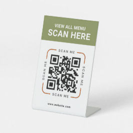Modern QR Code  | Digital Menu Tabletop Sign Reclamebord Met Voetstuk