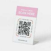 Modern QR Code  | Digital Menu Tabletop Sign Reclamebord Met Voetstuk (Voorkant)