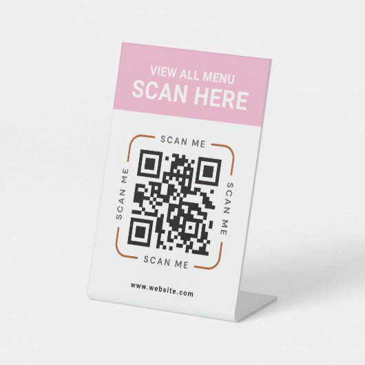 Modern QR Code  | Digital Menu Tabletop Sign Reclamebord Met Voetstuk (Voorkant)