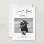 Modern QR Code Elegant Photo Wedding Save the Date (Voorkant)