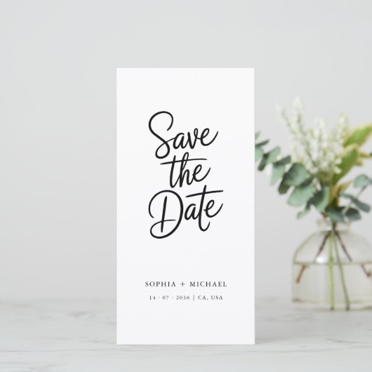 Modern QR Code Elegant Script Photo Wedding Save The Date (Staand voorkant)