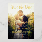 Modern QR Code Foto script Navy Blue Wedding Folie Uitnodiging (Voorkant)