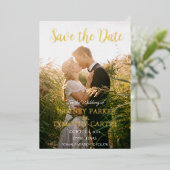 Modern QR Code Foto script robuust Blue Wedding Fo Folie Uitnodiging (Staand Voorkant)