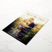 Modern QR Code Foto script Terracotta Weddenschap Folie Uitnodiging (Gedraaid)