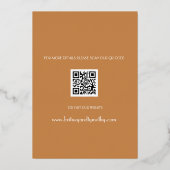 Modern QR Code Foto script Terracotta Weddenschap Folie Uitnodiging (Achterkant)