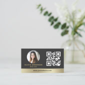 Modern QR Code Gold House Real Estate Realtor Visitekaartje (Staand voorkant)
