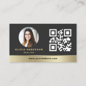 Modern QR Code Gold House Real Estate Realtor Visitekaartje (Voorkant)
