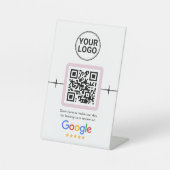 Modern QR Code Google Review Custom Logo Reclamebord Met Voetstuk (Voorkant)