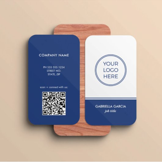 Modern QR Code Logo Blue Business Card Visitekaartje