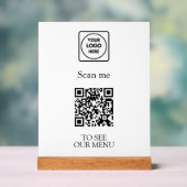 Modern QR-code menu | Aangepast contactloos logo Acryl Bord (Neutraal)