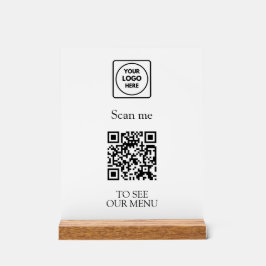 Modern QR-code menu | Aangepast contactloos logo Acryl Bord