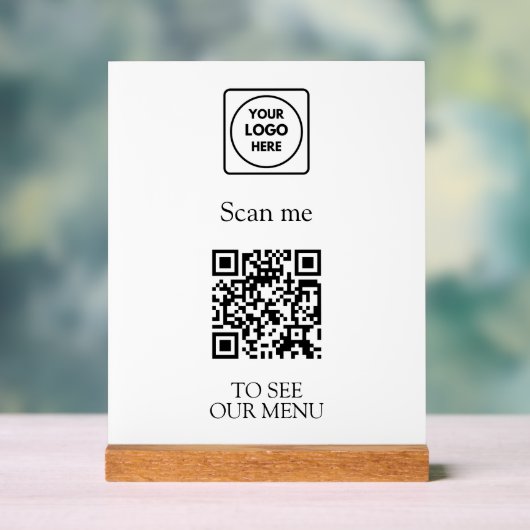 Modern QR Code Menu | Custom Contactless Logo Acryl Bord (Neutraal)
