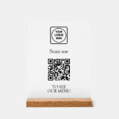 Modern QR Code Menu | Custom Contactless Logo Acryl Bord (Voorkant)