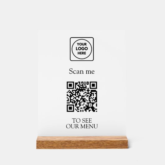 Modern QR Code Menu | Custom Contactless Logo Acryl Bord (Voorkant)