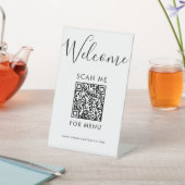 Modern QR-code Menu Zwart en Wit Scan Me Café Reclamebord Met Voetstuk (Insitu)