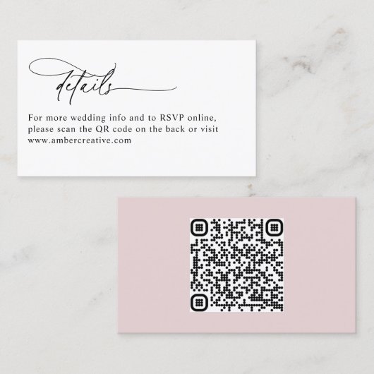 Modern QR Code Minimalist Wedding Enclosure Card Visitekaartje (Voorkant / Achterkant)