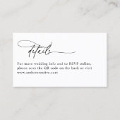 Modern QR Code Minimalist Wedding Enclosure Card Visitekaartje (Voorkant)