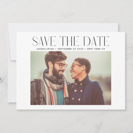 MODERN | QR-code Moderne eenvoudige foto-grens Save The Date (Voorkant)
