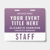 Modern QR Code Paarse Event Toegangs ID Badge (Voorzijde)