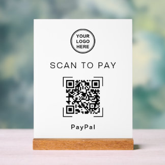 Modern QR Code Payment Sign For Countertop Acryl Bord