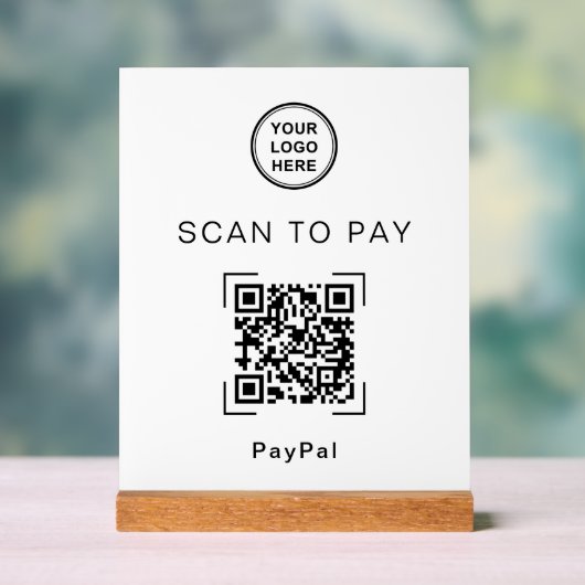 Modern QR Code Payment Sign For Countertop Acryl Bord (Neutraal)