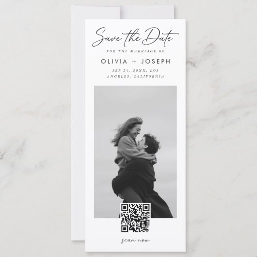 Modern QR Code Photo Bookmark Wedding Save The Date (Voorkant)