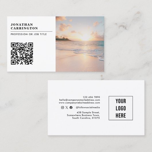 Modern QR Code Photo Logo-Visitekaartje Visitekaartje (Voorkant / Achterkant)