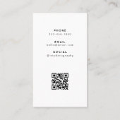 Modern QR Code Photography Visitekaartje (Achterkant)