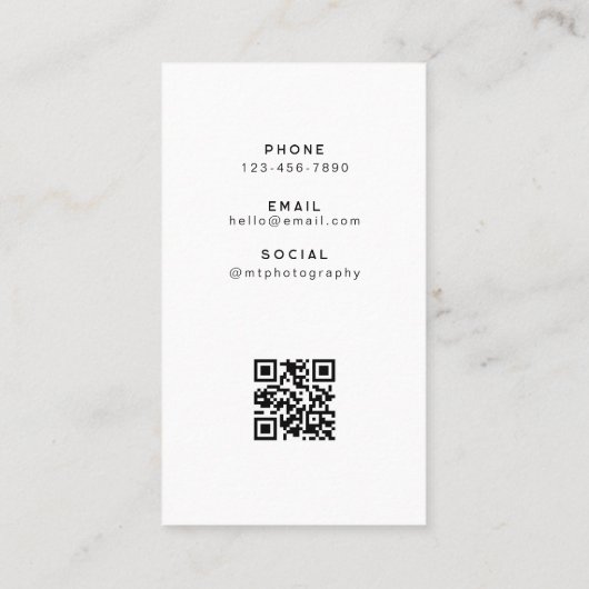 Modern QR Code Photography Visitekaartje (Achterkant)