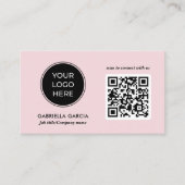 Modern QR Code Pink Logo Business Card Visitekaartje (Voorkant)