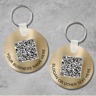 Modern QR-code - Promotioneel goud Sleutelhanger
