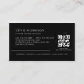 Modern QR Code Roofing Roofer Company Black Visitekaartje (Achterkant)