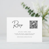 Modern QR Code RSVP Card | Fine Line Script Save The Date (Staand voorkant)