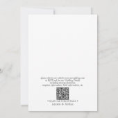 Modern QR Code Script Black White Floral Wedding Kaart (Achterkant)