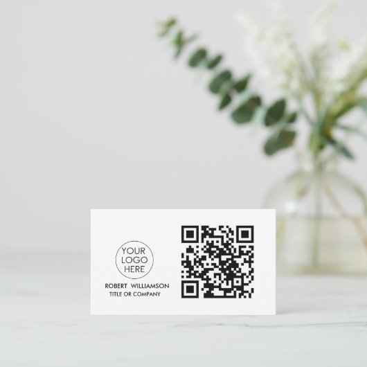 Modern QR Code Visitekaartje met aangepaste Logo (Staand voorkant)