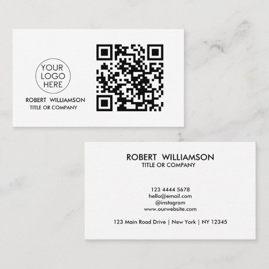 Modern QR Code Visitekaartje met aangepaste Logo (Voorkant / Achterkant)