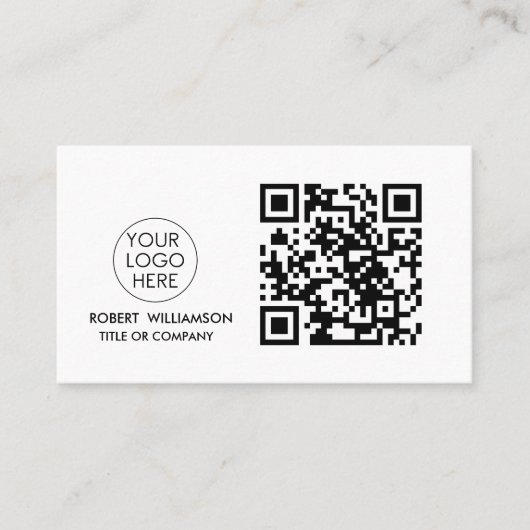 Modern QR Code Visitekaartje met aangepaste Logo (Voorkant)