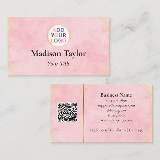 Modern QR Code Visitekaartje met Logo - Aangepast (Voorkant / Achterkant)