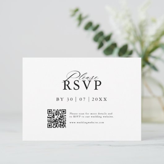 Modern QR Code Website RSVP Card Save The Date (Staand voorkant)