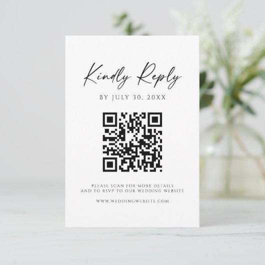 Modern QR Code Website RSVP Card Save The Date (Staand voorkant)