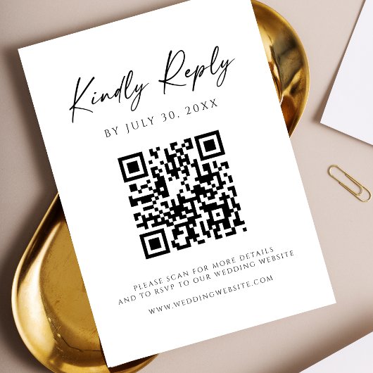 Modern QR Code Website RSVP Card Save The Date
